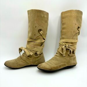 Grey/ brown suede boots